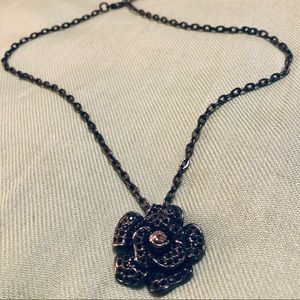 Black Diamond & Sterling Silver Pendant Necklace